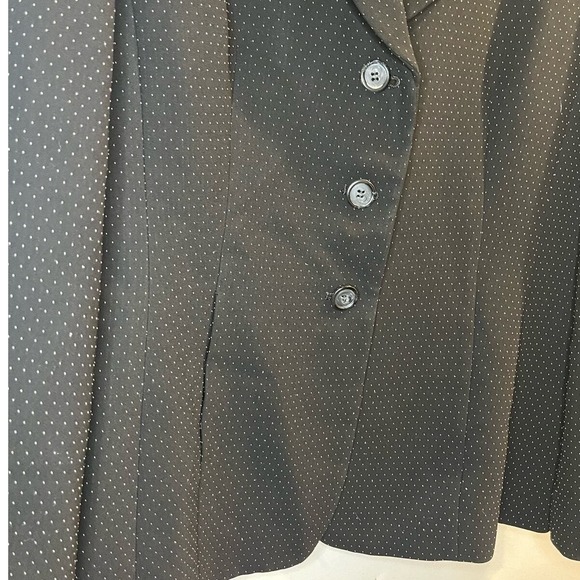 Talbots Womens Black White Micro PolkaDot 3 Button Blazer Jacket Size 14 Vintage - Picture 9 of 9